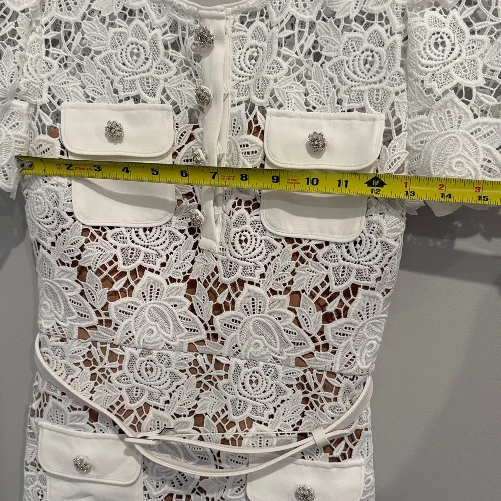 Self-Portrait White Lace Pocket Minidress - Picture 10 of 14